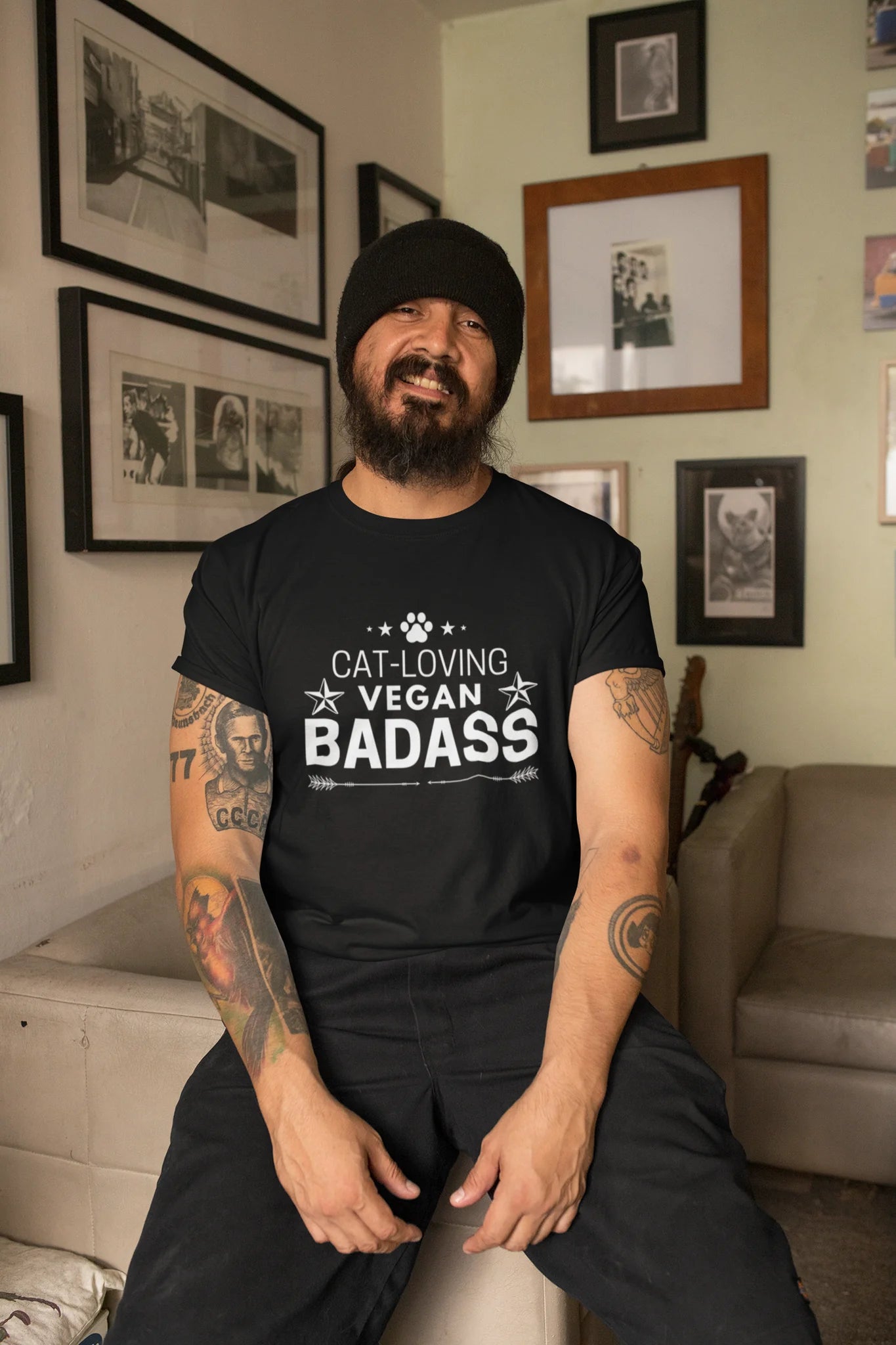 t-shirt for vegan cat lovers and cat moms. Perfect gift for plant-based cat ladies