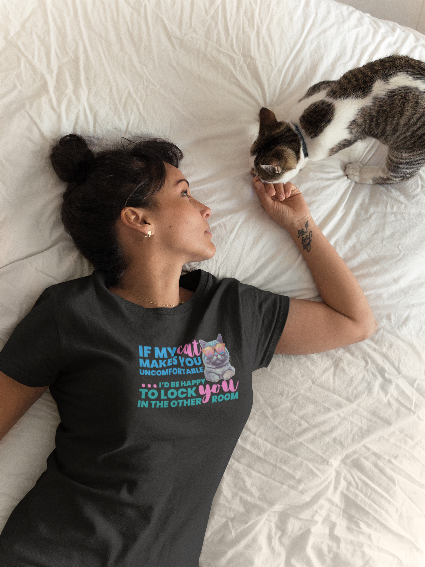 t-shirt for cat lovers and cat moms. Perfect gift for cat ladies