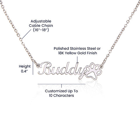 Personalised Necklace With Your Cat's Name