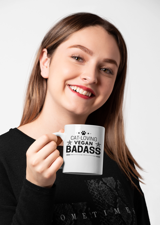 Cat Loving Vegan Badass Mug