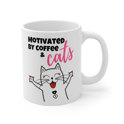 Motivated by Coffee and Cats Mug