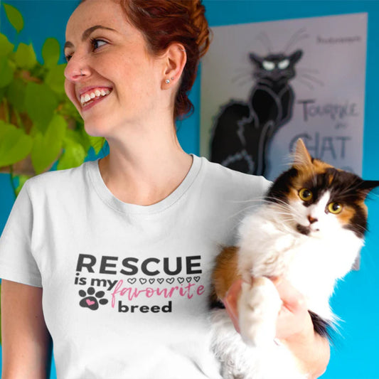 Rescue Is My Favourite Breed T-Shirt (Black Text)