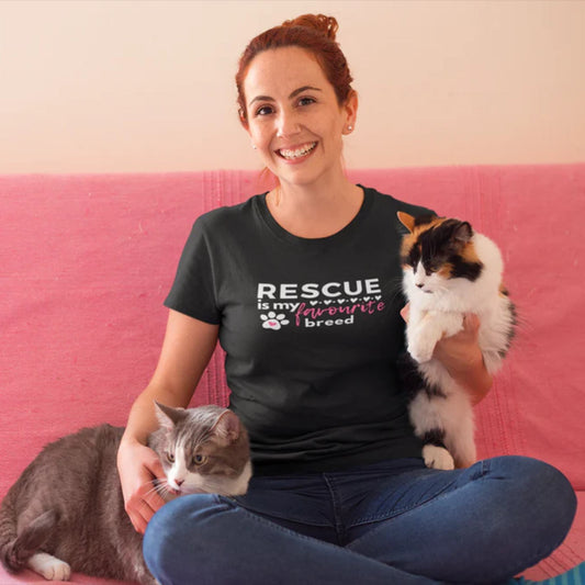 Rescue Is My Favourite Breed T-Shirt (White Text)