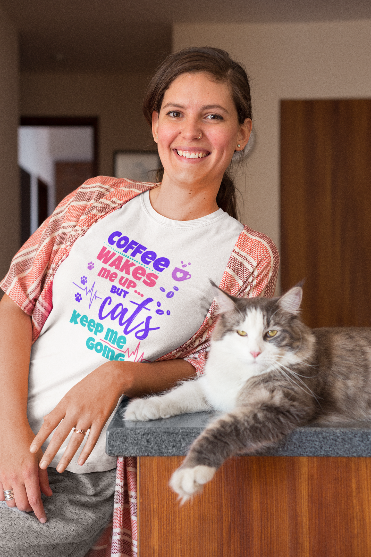 t-shirt for cat lovers and cat moms. Perfect gift for cat ladies
