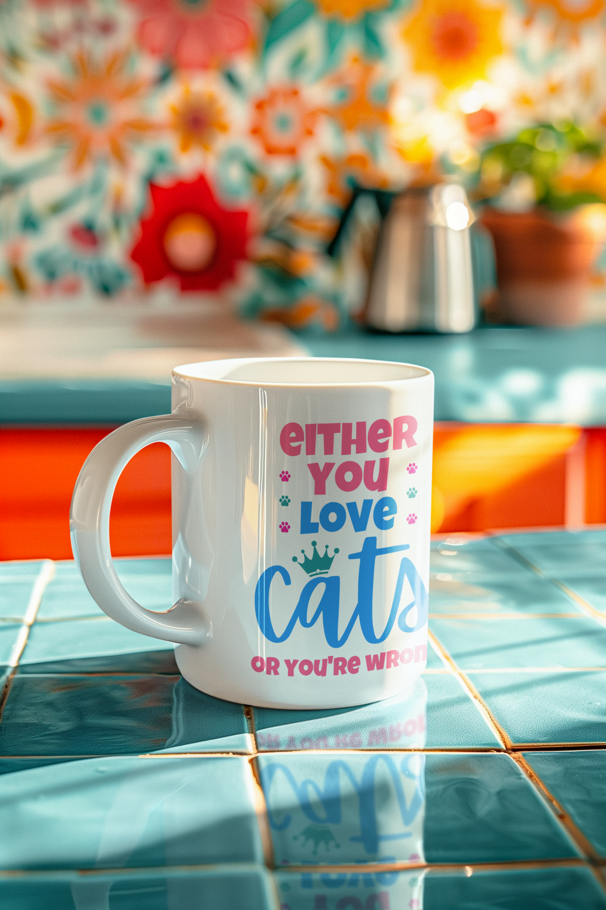 Mug for cat lovers and cat moms. Perfect gift for cat ladies