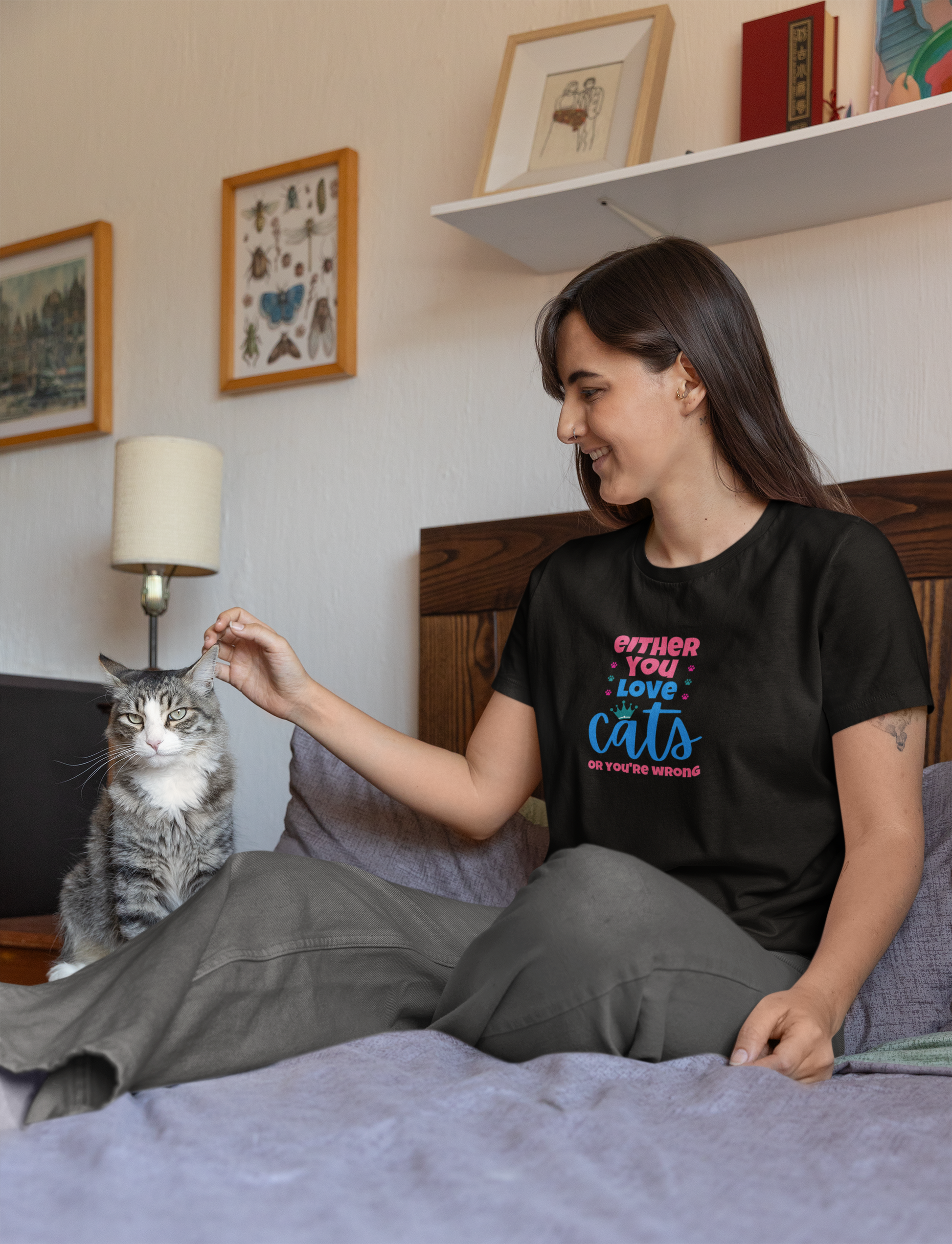 t-shirt for cat lovers and cat moms. Perfect gift for cat ladies