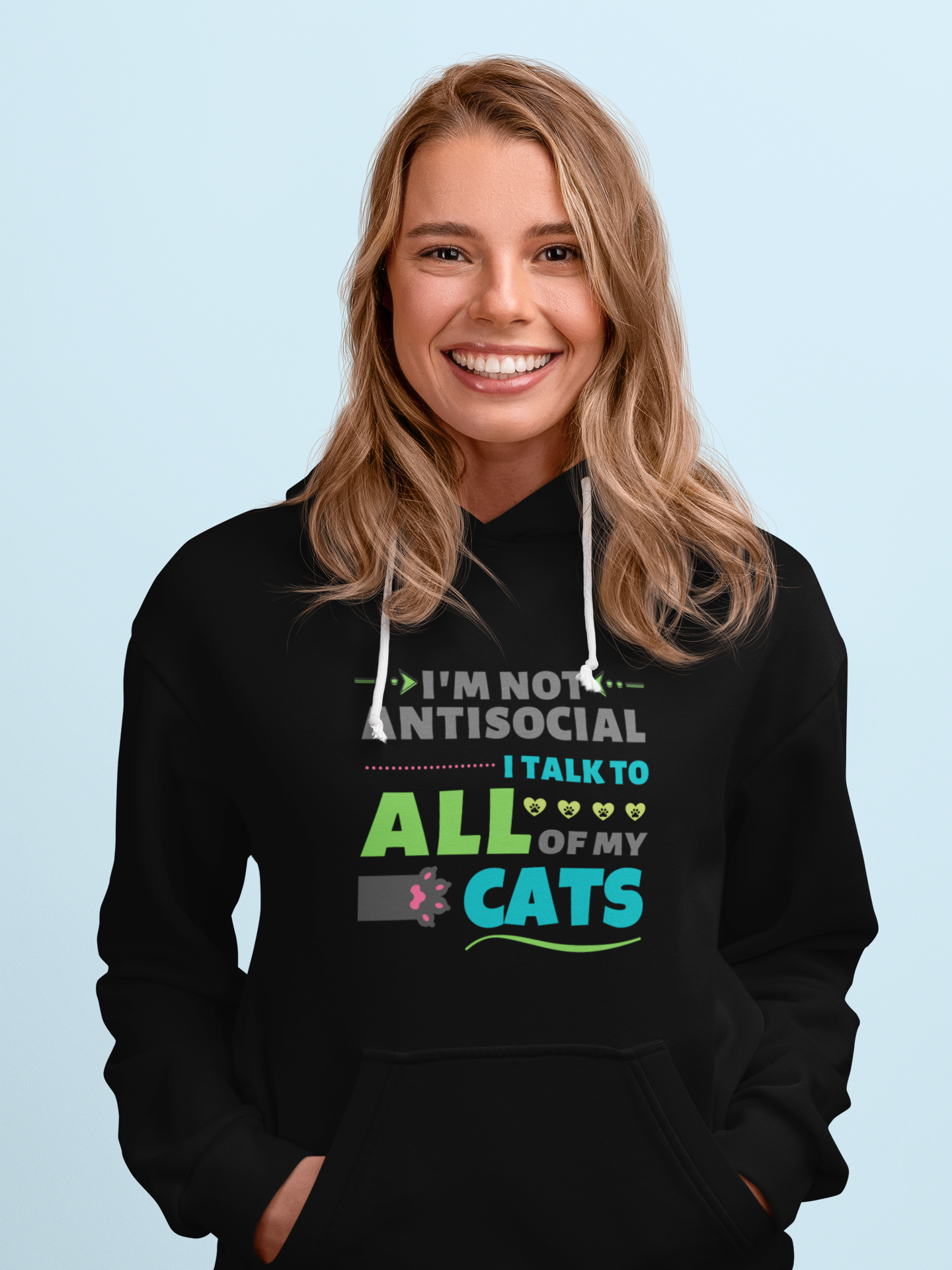 hoodie for cat lovers and cat moms. Perfect gift for cat ladies