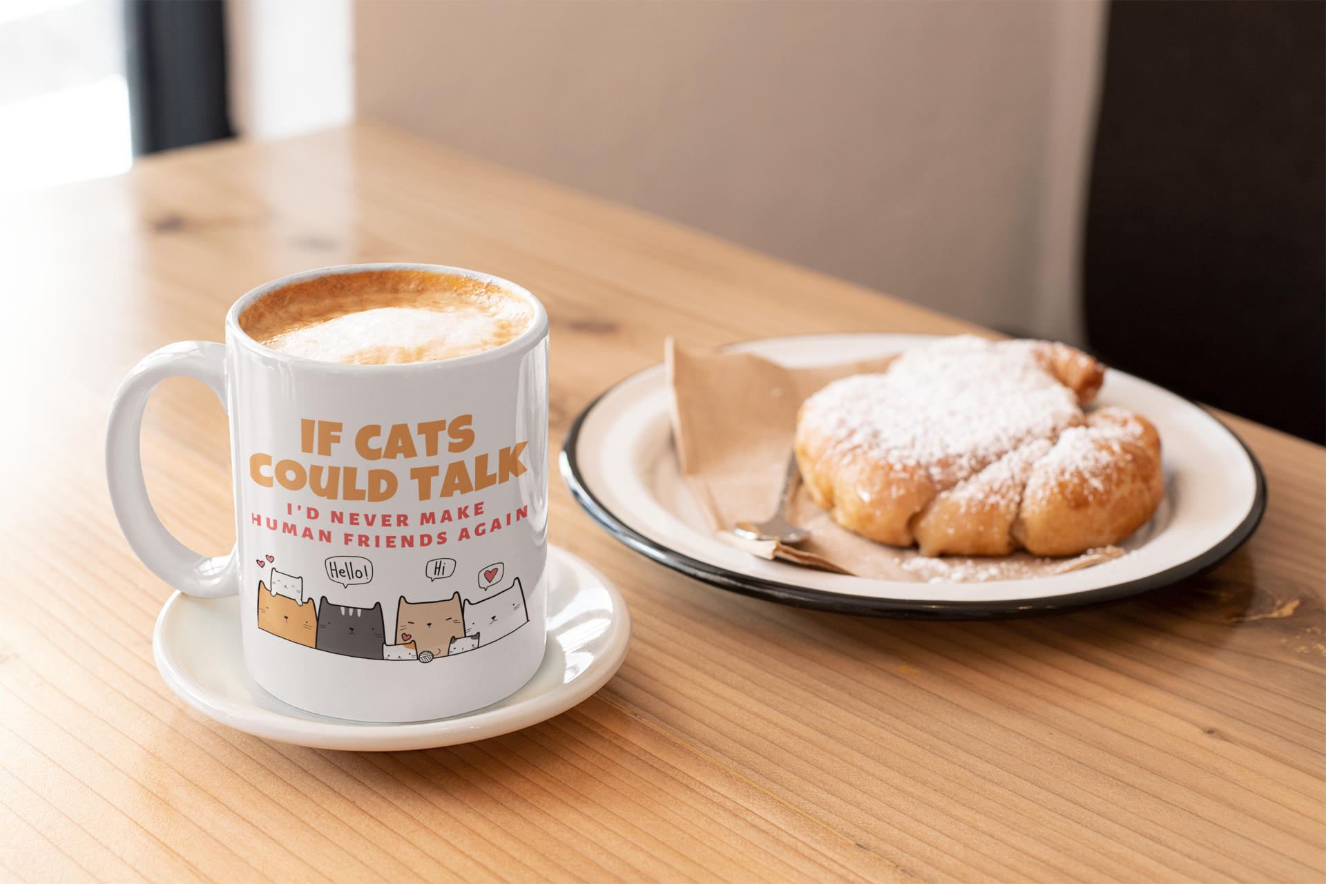Mug for cat lovers and cat moms. Perfect gift for cat ladies
