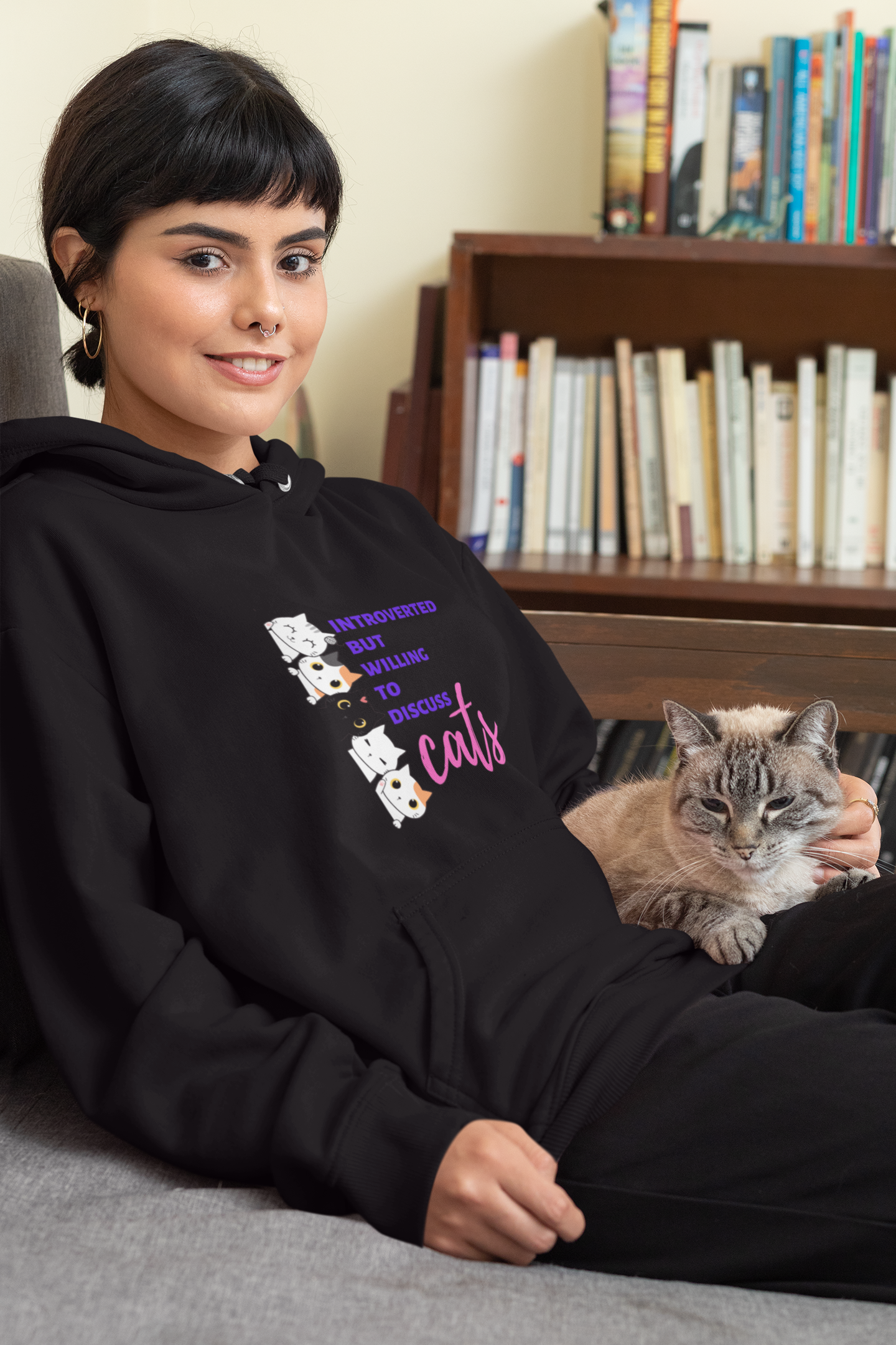 hoodie for cat lovers and cat moms. Perfect gift for cat ladies