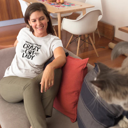 Totally Sane Crazy Cat Lady T-Shirt (Black Text)