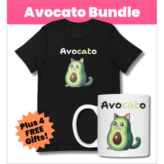 avocado cat lady bundle t-shirt and mug