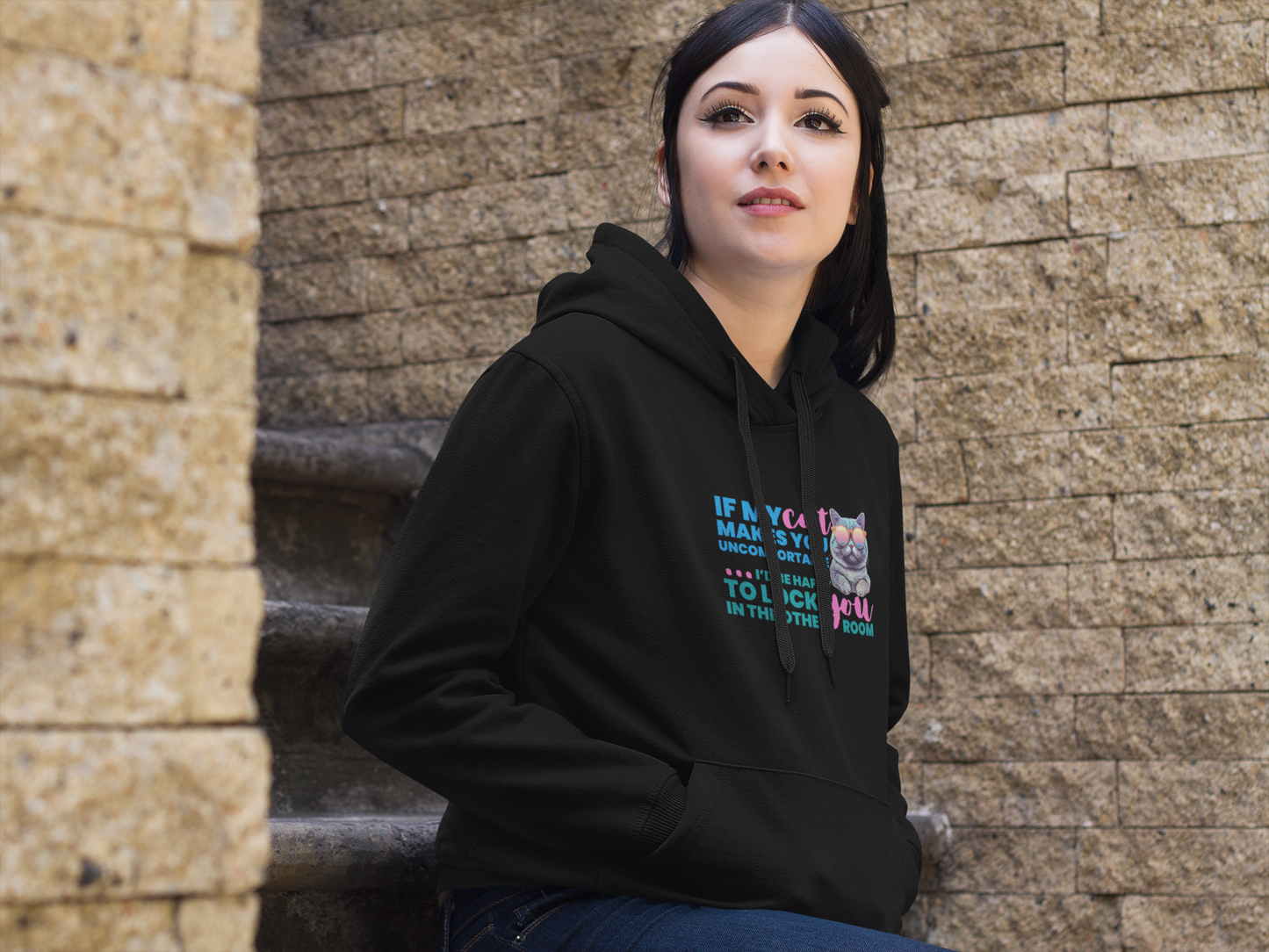 hoodie for cat lovers and cat moms. Perfect gift for cat ladies