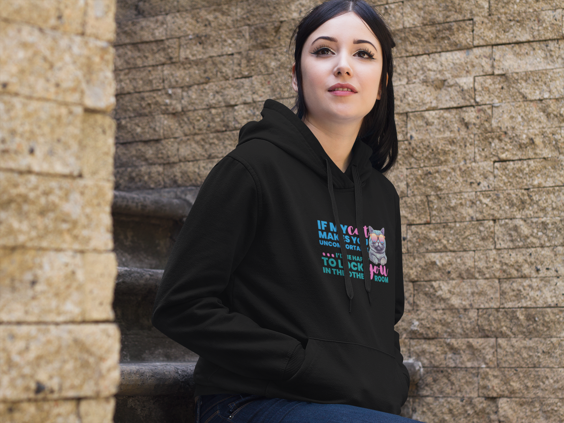 hoodie for cat lovers and cat moms. Perfect gift for cat ladies